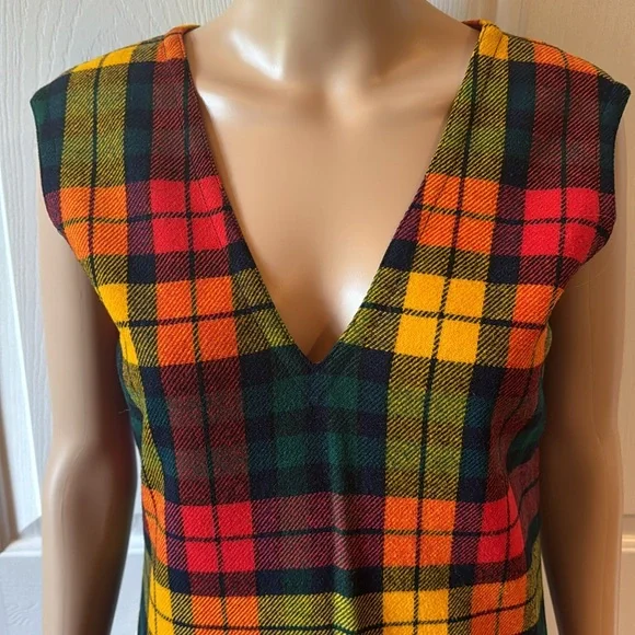Vintage 1960s Bill Atkinson Glen of Michigan Jr. Retro Style Plaid Lined Dress - Picture 4 of 16